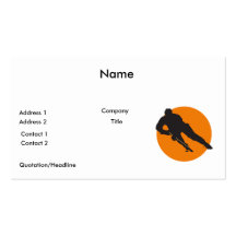 ice hockey silhouette orange circle design business card template