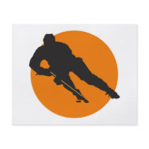 ice hockey silhouette orange circle design full color flyer