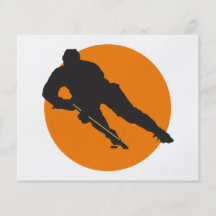 ice hockey silhouette orange circle design full color flyer