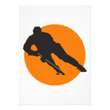 ice hockey silhouette orange circle design custom announcements