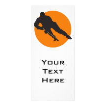 ice hockey silhouette orange circle design personalized rack card