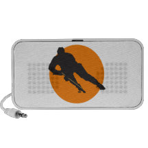 ice hockey silhouette orange circle design travelling speaker