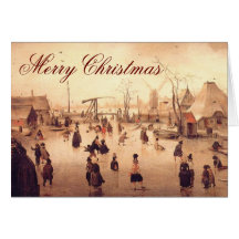 Ice Scene ~ Vintage Christmas Card