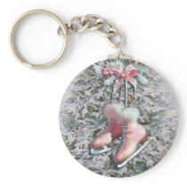ICE SKATES in PINK by SHARON SHARPE Key Chains