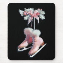 ICE SKATES in PINK by SHARON SHARPE Mouse Pads