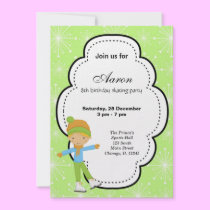 Ice Skating Birthday (Green) invitations