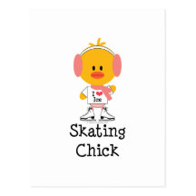 Ice Skating Chick Postcard