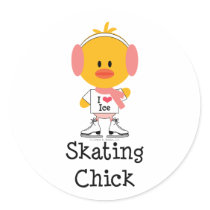 Ice Skating Chick Stickers
