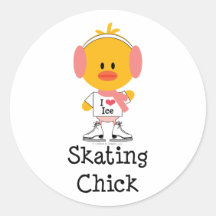 Ice Skating Chick Stickers