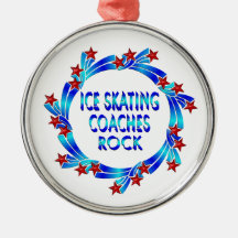 Ice Skating Coaches Rock Red Stars Christmas Ornament