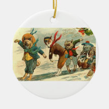 ICE SKATING DOGS HOLIDAY ORNAMENT