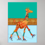 Ice Skating Giraffe at the Rink Print