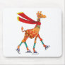 Ice Skating Giraffe with Scarf Mouse Pad