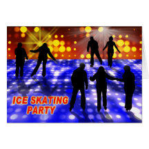 Ice Skating Group with Party Lights Greeting Card