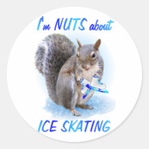 Ice Skating Nut Round Sticker