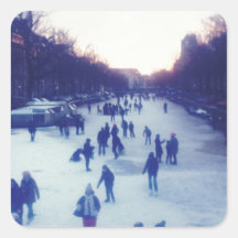 Ice skating on the canal sticker