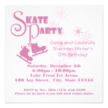 Ice Skating Party Personalized Invites