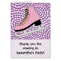 Ice Skating Party, Pink Skate Cards