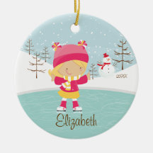 Ice Skating Skater Girl Dated Christmas Ornament