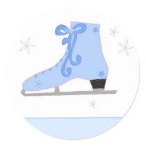 Ice Skating Round Stickers