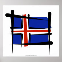 Iceland Brush Flag Poster