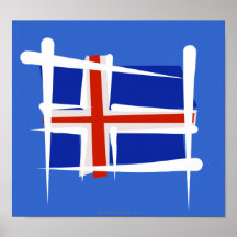 Iceland Brush Flag Posters