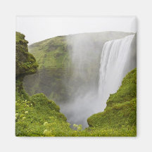 Iceland. Skogarfoss Waterfall plunges over a Fridge Magnets