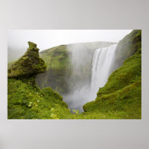 Iceland. Skogarfoss Waterfall plunges over a Posters