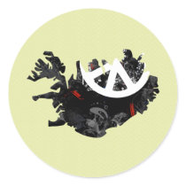 Iceland Trendy Peace Sign with Icelander map Round Stickers