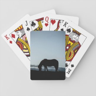 Icelandic horse grazing playing cards