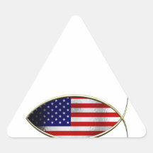 Ichthus - American Flag Triangle Stickers
