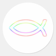 Ichthus - Christian Fish Symbol - Glowing Round Sticker
