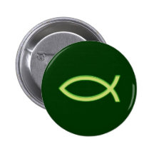 Ichthus - Christian Fish Symbol - Light Green Buttons