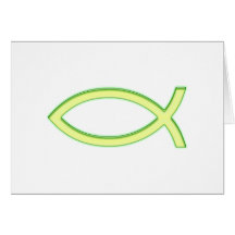 Ichthus - Christian Fish Symbol - Light Green Greeting Card
