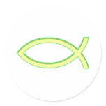 Ichthus - Christian Fish Symbol - Light Green stickers