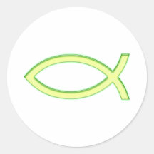 Ichthus - Christian Fish Symbol - Light Green Stickers