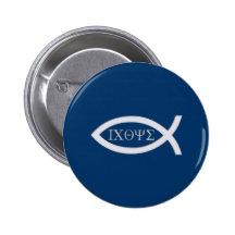 Ichthus - Christian Fish Symbol Pinback Buttons