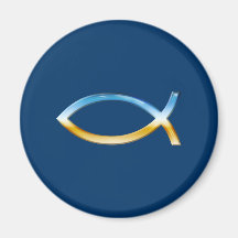 Ichthus - Christian Fish Symbol  Sky & Ground Fridge Magnets