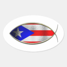 Ichthus - Puerto Rican Flag Oval Sticker