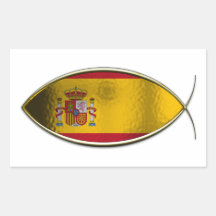 Ichthus - Spanish Flag Rectangle Stickers