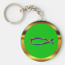 Ichthys Green-Gold Keychain