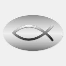 Ichthys Jesus Fish Oval Sticker