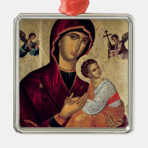 Icon depicting the Holy Mother of the Passion Christmas Ornament