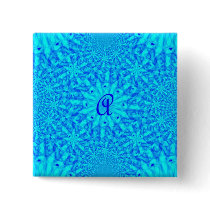 Icy Blue Fractal Monogram A Pin