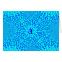 Icy Blue Fractal Monogram A Card