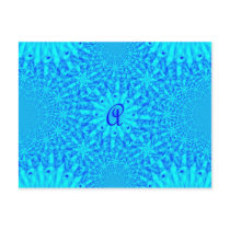 Icy Blue Fractal Monogram A Post Cards