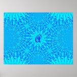 Icy Blue Fractal Monogram A Print