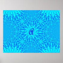 Icy Blue Fractal Monogram A Print