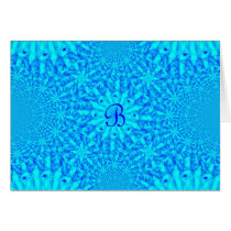 Icy Blue Fractal Monogram B Greeting Cards
