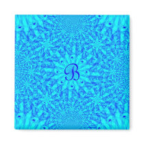 Icy Blue Fractal Monogram B Magnet